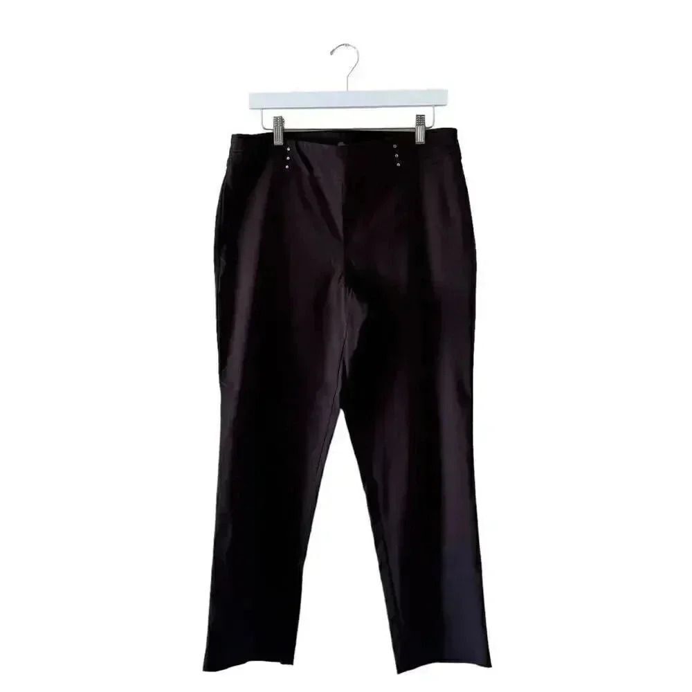 JM Collection Trousers Office Career Burgundy High Waist Pull On Pants LP